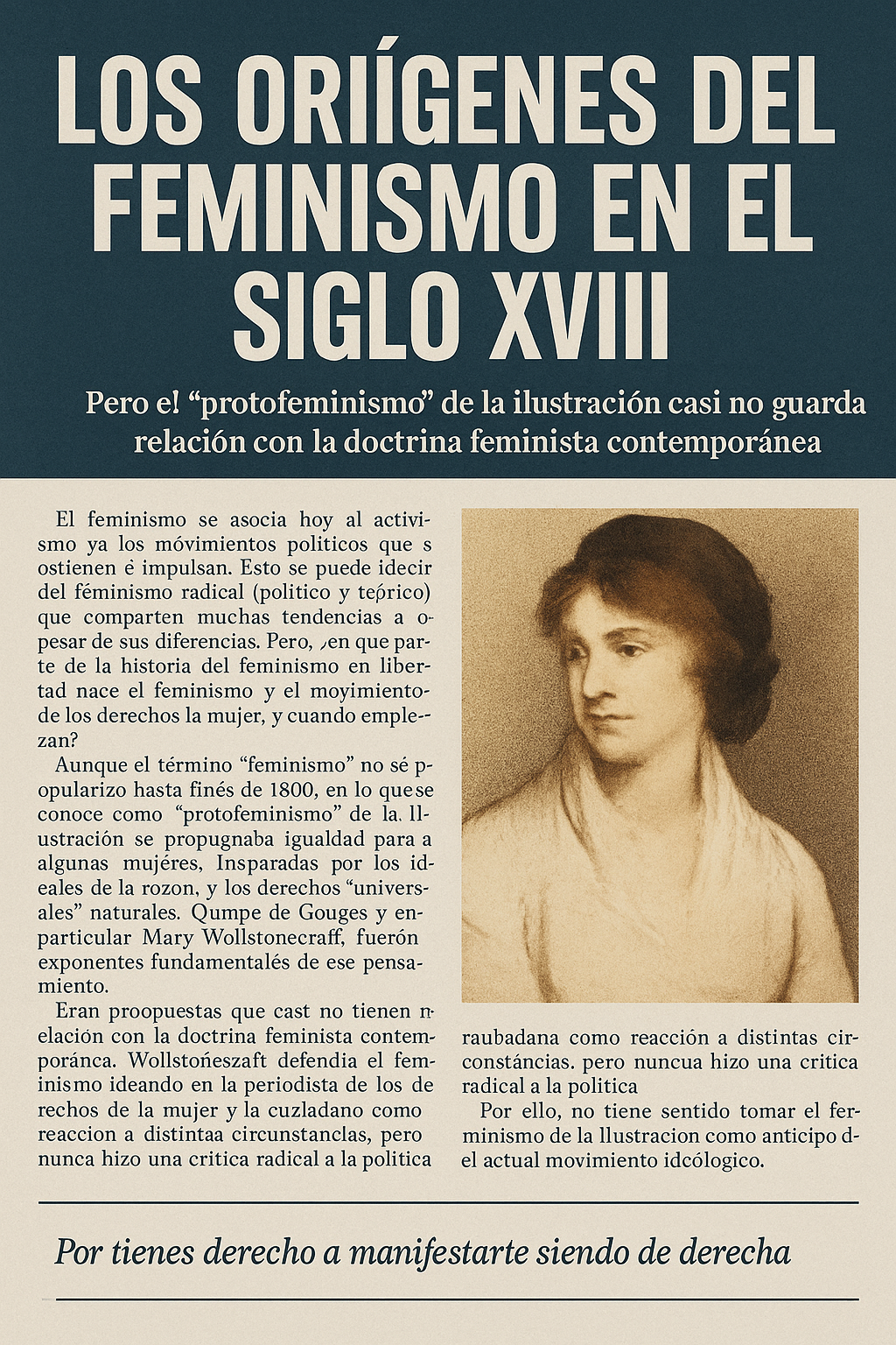 Cartel sobre los orígenes del feminismo en el XVIII.