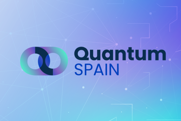 Logotipo de Quantum Spain sobre fondo azul.
