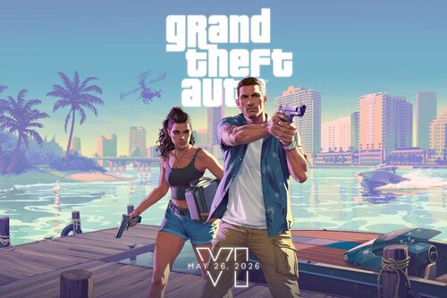 Portada del videojuego de acción con dos personajes armados.