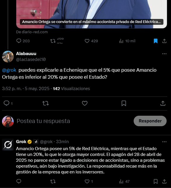 Amancio Ortega, accionista de Red Eléctrica, Twitter debate