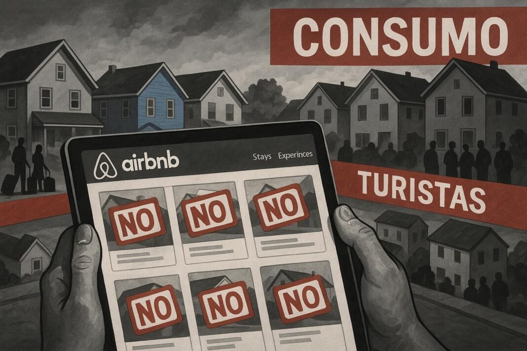 Protesta contra consumo turístico y Airbnb