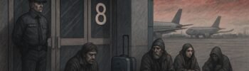 Personas sin hogar en aeropuerto junto a Terminal 8.