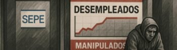 Gráfico de desempleo manipulado en oficina de empleo.