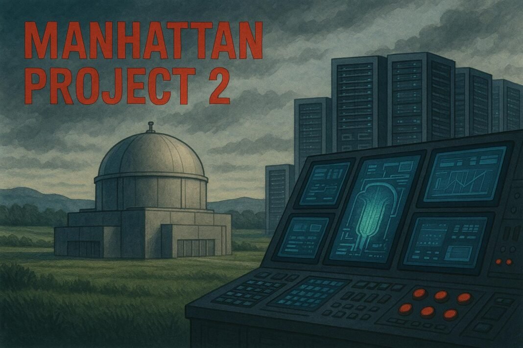Imagen de proyecto Manhattan con computadora y cúpula.