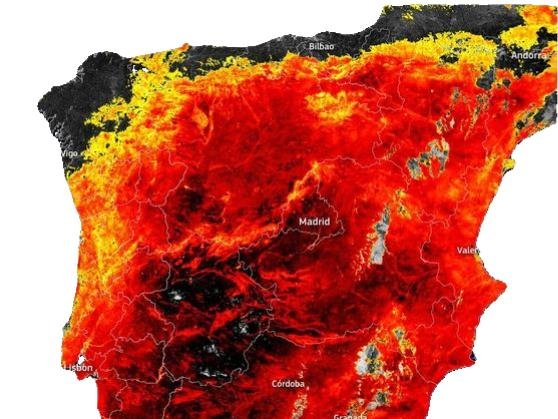 Mapa de calor de temperaturas en España