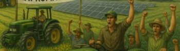 Agricultores protestan contra las expropiaciones de tierras.