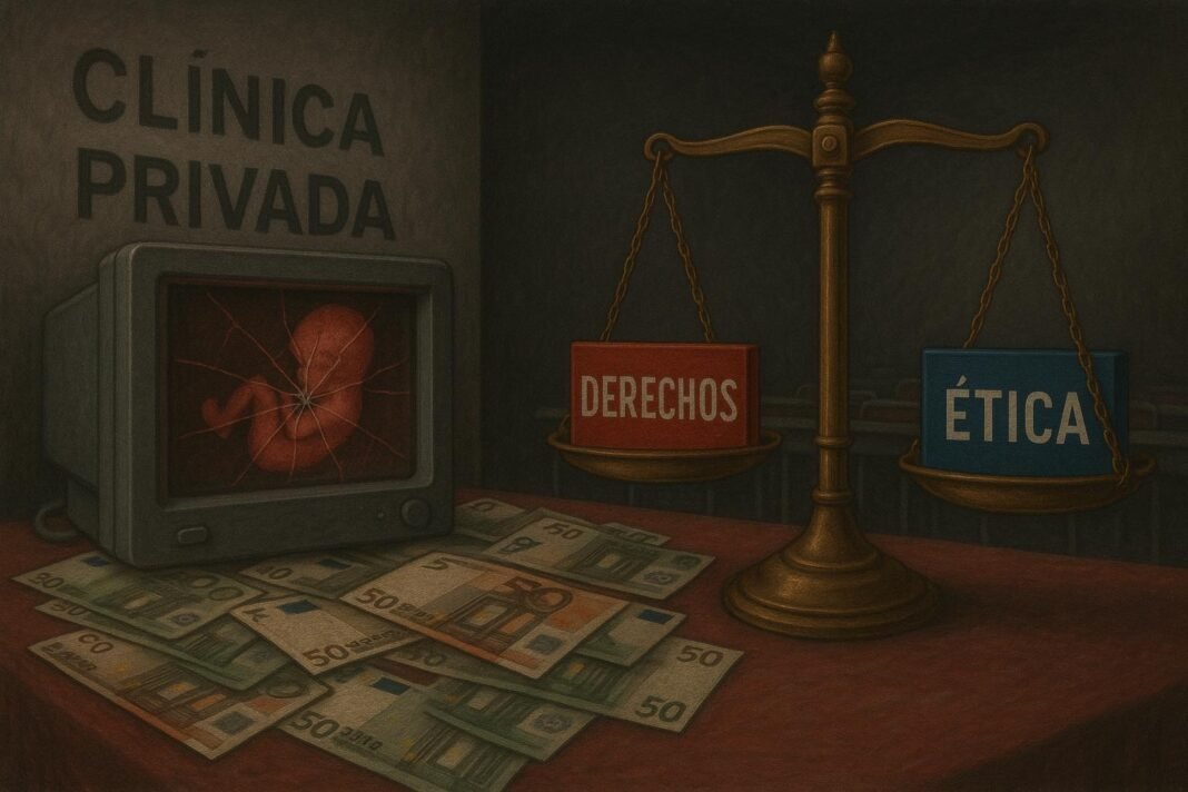 Clínica, dinero, feto, balanza: derechos y ética.