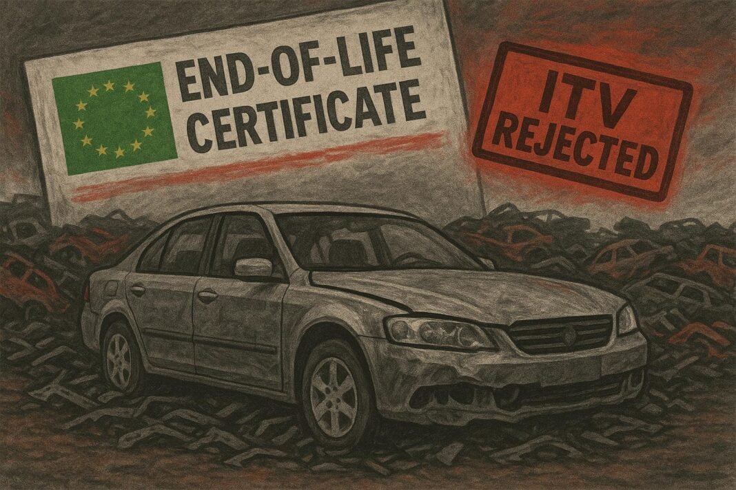 Coche con certificado de fin de vida rechazado